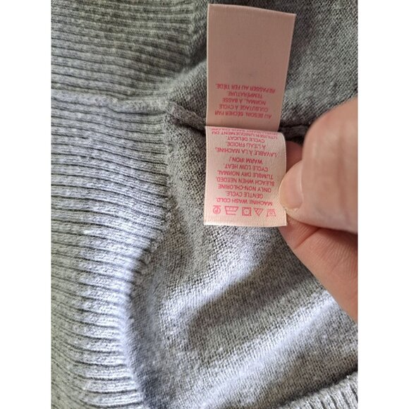 Victorias Secret Cashmere Bld Gray Off Shoulder Ribbed Knit Oversized Sweater M - Picture 8 of 9